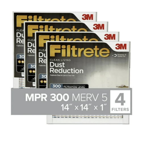 Filtrete 14x14x1 Air Filter MPR 300 MERV 5 Dust Reduction 4 Filters