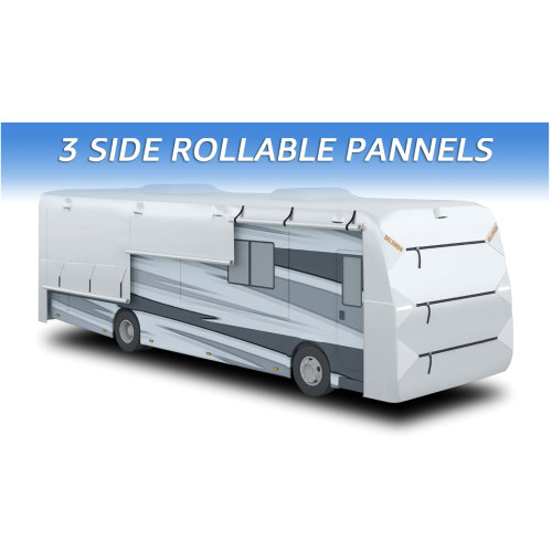 300D Top Class A RV Cover with Waterproof PU Coating Rip-Resistent & Anti-UV Winter Camper Cover Fits 37' to 40' Motorhome