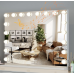 VANITII Vanity Mirror with Lights 22.8" x 31.5" 18 Bulbs 3 Color Modes Large Lighted Hollywood Makeup Mirror with USB Charging Port and 10X Magnification for Bedroom Desktop