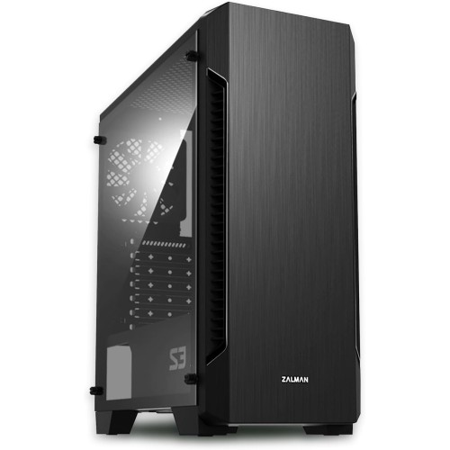 Zalman - S3 - ATX Mid-Tower PC Case - Full Acrylic Side Panel - 3x Case Fan 120mm Pre-Installed, Black