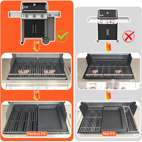 QuliMetal 7599 Cast Iron Griddle for Weber Genesis II 300/600 Series Grills, GS4 Genesis II E 310, II S-310, II E-315, II E-335, II S-335, II SE-335 and II E-610, Replace for Weber Genesis 2 Griddle