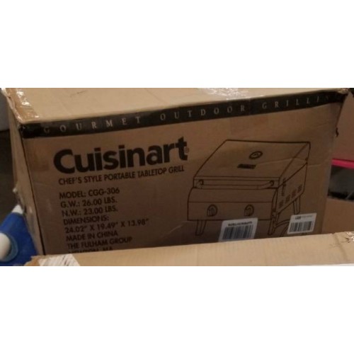 Cuisinart CGG-306 Chef's Style Portable Propane Tabletop 20,000 BTU Professional Gas Grill + Cuisinart CNW-328 Non Stick 11-Inch Grill Wok