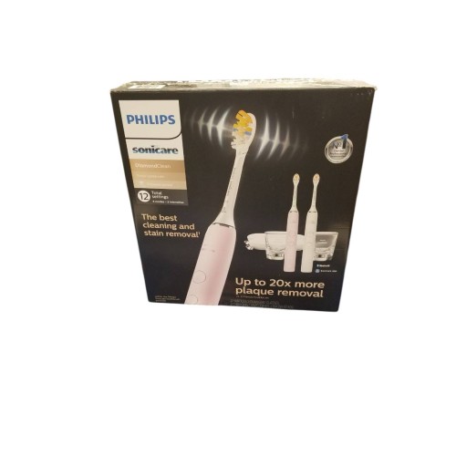 Philips Sonicare DiamondClean 9000 Connected Rechargeable Electric Power Toothbrush, 2-Pack, Pink + White - Bluetooth, 3 Intensities, 2 Weeks Operating time, Charging Travel Case