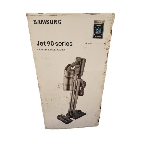 Samsung Jet 90 Cordless Stick Vacuum Long Lasting Battery and 200 Air Watt Suction Power, Complete with Telescopic Pipe, Titan Silver