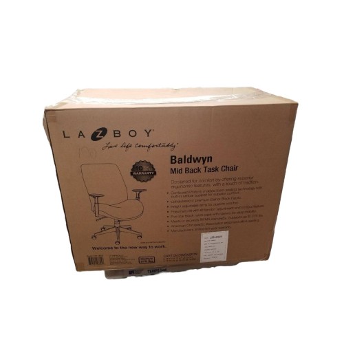 La-Z-Boy 48825 Baldwyn Series Mid Back Task Chair, Supports 275 lbs., Black Seat/Back/Base