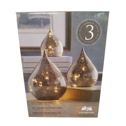 EVERGREEN - Set of 3 LED Glass Raindrops