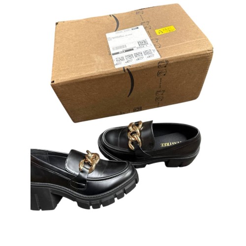 TINSTREE Platform Loafers for Women with Chain Comfort Chunky Heel Slip On Round Toe Business Work Shoes