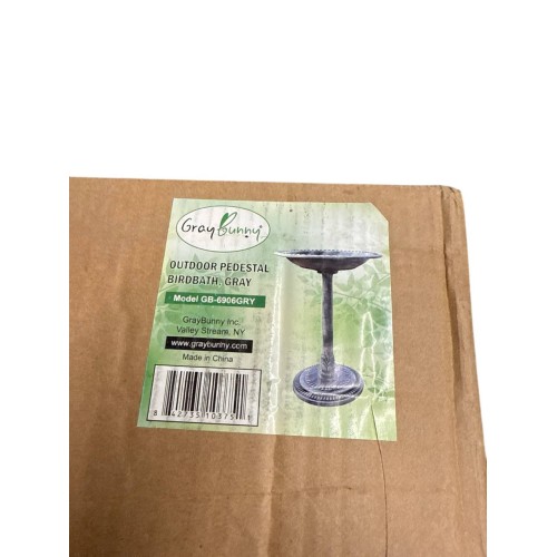 Gray Bunny 29" Bird Baths for Outdoors, Tall Bird Bath, Stylish Faux Stone Designed with Steel Ground Anchors for Lawn, Patio or Garden - Gray