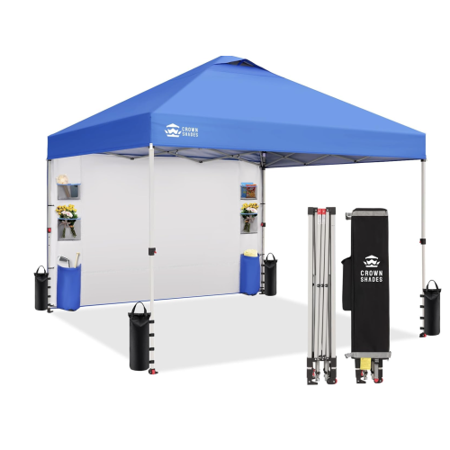 CROWN SHADES Canopy Tent, 10 x 10 Foot Portable Pop Up Outdoor Shelter with Pocket Sidewall