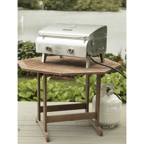 Cuisinart CGG-306 Chef's Style Portable Propane Tabletop 20,000 BTU Professional Gas Grill + Cuisinart CNW-328 Non Stick 11-Inch Grill Wok