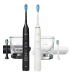 PHILIPS Sonicare DiamondClean 9000 Connected Rechargeable Electric Power Toothbrush, 2-Pack, Black + White - Bluetooth, 3 Intensities, 2 Weeks Operating time - BROAG Random Color Electric Toothbrush