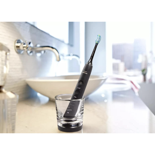 PHILIPS Sonicare DiamondClean 9000 Connected Rechargeable Electric Power Toothbrush, 2-Pack, Black + White - Bluetooth, 3 Intensities, 2 Weeks Operating time - BROAG Random Color Electric Toothbrush