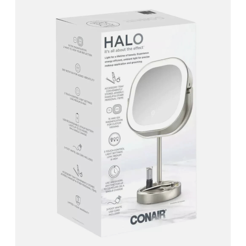 Conair LED Double-Sided 1x/10x Vanity Mirror - LED Lighted Tabletop Mirror New