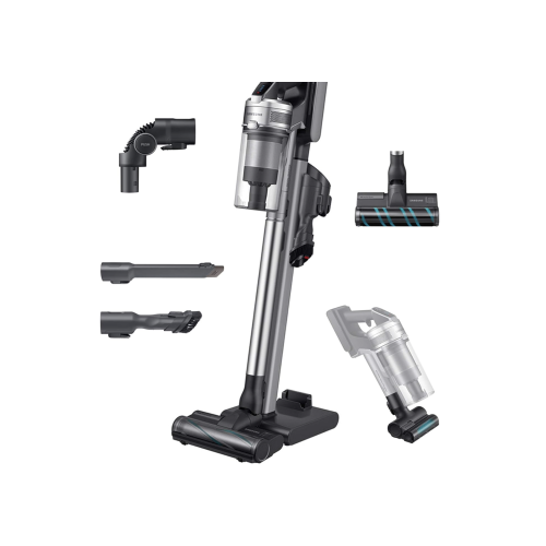 Samsung Jet 90 Cordless Stick Vacuum Long Lasting Battery and 200 Air Watt Suction Power, Complete with Telescopic Pipe, Titan Silver