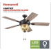 Honeywell Ceiling Fans Glencrest, 52 Inch Indoor Outdoor LED Ceiling Fan with Light, Pull Chain, Dual Mounting Options, ETL Damp Rated, Dual Finish Blades, Reversible Motor - 51653