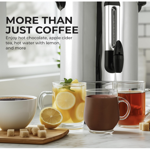 Zulay Commercial Coffee Maker Machine Urn - Large Percolator Pot Dispenser With Double-Wall Stainless Steel, Quick Brew, Stays Hot - Also for Water, Tea, Beverage at Events & Catering - 50 Cup Silver