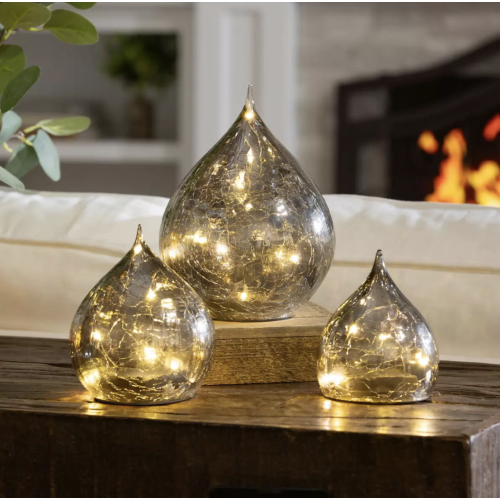 EVERGREEN - Set of 3 LED Glass Raindrops