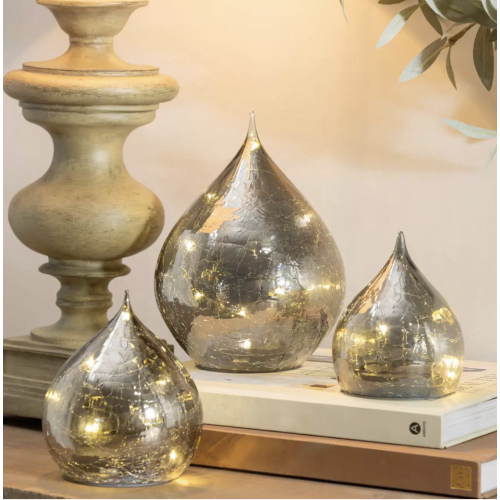 EVERGREEN - Set of 3 LED Glass Raindrops