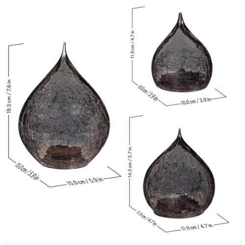 EVERGREEN - Set of 3 LED Glass Raindrops