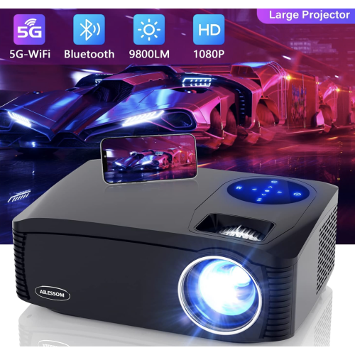Native 1080P 5G WiFi Bluetooth Projector, AILESSOM 20000LM 450" Display Support 4K Movie Projector