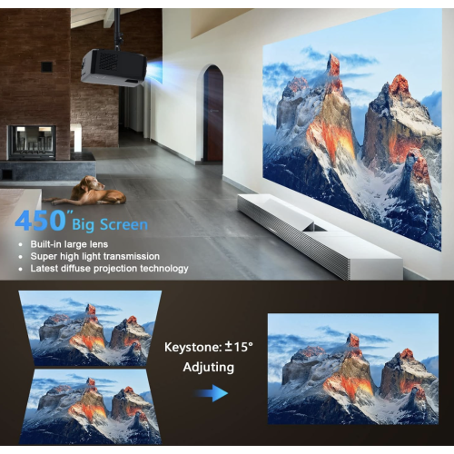 Native 1080P 5G WiFi Bluetooth Projector, AILESSOM 20000LM 450" Display Support 4K Movie Projector