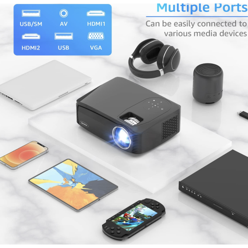 Native 1080P 5G WiFi Bluetooth Projector, AILESSOM 20000LM 450" Display Support 4K Movie Projector