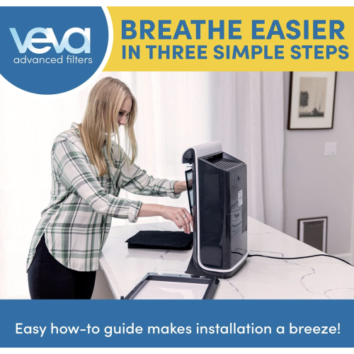 VEVA ProHEPA 9000 Air Purifier with H13 Filters for Large Rooms 600 m² Ft Advanced 4-in-1 Technology Purifier Allergens, Mould, Pollen, Smoke, Dust, Pet Dandruff & Odours Modern in White