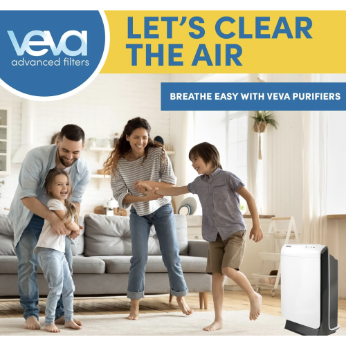 VEVA ProHEPA 9000 Air Purifier with H13 Filters for Large Rooms 600 m² Ft Advanced 4-in-1 Technology Purifier Allergens, Mould, Pollen, Smoke, Dust, Pet Dandruff & Odours Modern in White