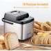 19-in-1 Compact Bread Maker Machine, 1.5 lb / 1 lb Loaf Small Breadmaker with Carrying Handle, Including Gluten Free, Dough, Jam, Yogurt Menus, Bake Evenly, Automatic Keep Warm, 3 Crust Color