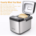 19-in-1 Compact Bread Maker Machine, 1.5 lb / 1 lb Loaf Small Breadmaker with Carrying Handle, Including Gluten Free, Dough, Jam, Yogurt Menus, Bake Evenly, Automatic Keep Warm, 3 Crust Color