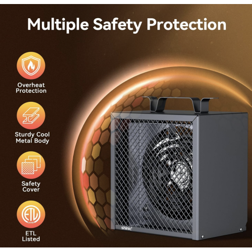 Shinic Electric Garage Heater 240V, 4,800-watt Fan-Forced Industrial Heater, With Thermostat Control, Carrying Handle, Heavy Gauge Steel, Nema 6-30P Garage Heaters for Workshop, Construction Site