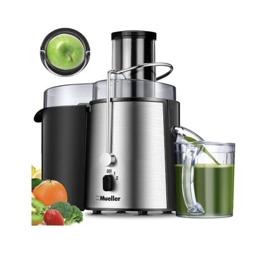 Mueller Juicer Ultra Power, Easy Clean Extractor Press Centrifugal Juicing Machine, Wide 3" Feed Chute for Whole Fruit Vegetable, Anti-drip, Large, Silver