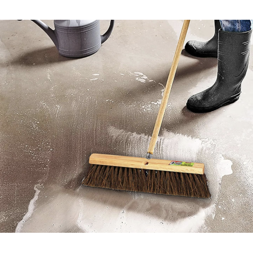 Indoor & Outdoor Broom Head – Heavy Duty Hardwood Block – Palmyra Bristles – Deck Scrub Brush – Two Threaded Handle Holes for Better Assist