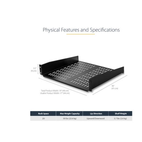 StarTech StarTech.com 2U 16in Universal Fixed Vented Rack Mount Cantilever Shelf CABSHELFV)
