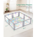 Kidirect Foldable Playpen, 71''×69'' Extra Large Baby Playpen for Babies and Toddlers, Baby Gate Play Pen with Breathable Mesh, Adjustable Size & Shape Play Yards Indoor Outdoor for Toddlers, Grey