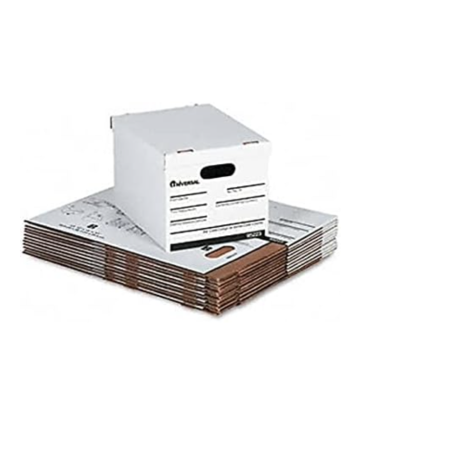 Universal Basic-Duty Easy Assembly Storage Files, Letter/Legal Files, White, 12/Carton