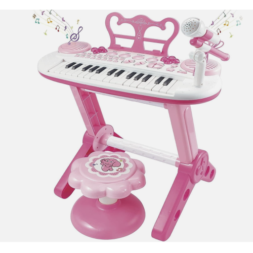 Electronic Keyboard Piano & Microphone with Stool For Kids