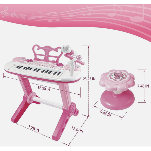 Electronic Keyboard Piano & Microphone with Stool For Kids