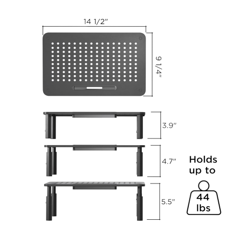 EVOOMI Back Saver Monitor Stand for Desk - 2 Pack Monitor Riser - Anti-Skid HD Hexagonal Steel Computer Stand - Free Cable Ties - Mesh Metal Computer Item Stand - Printer & iMac