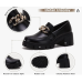 TINSTREE Platform Loafers for Women with Chain Comfort Chunky Heel Slip On Round Toe Business Work Shoes