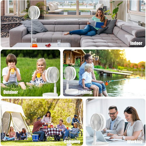 Portable Fan Rechargeable, Stand & Table Fan Folding Telescopic & Adjustable Hei