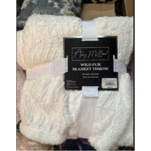 Amy Miller Wild Faux / Fake Fur 50” X 60” Super Soft Off-White Throw Blanket