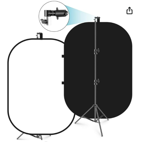 Neewer 150 x 200 cm Chromakey Black and White 2-in-1 Foldable Pop-Up Backdrop with Stand, Foldable Panel for Photo, Video, Live Stream, etc.