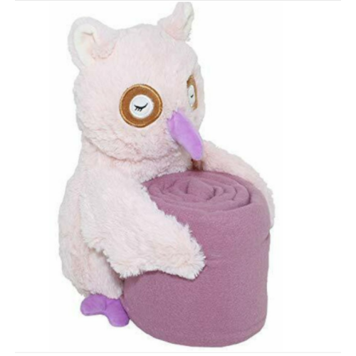 Silver One Huggable Friends Plush Owl Stuffed Animal & Purple Throw Blanket