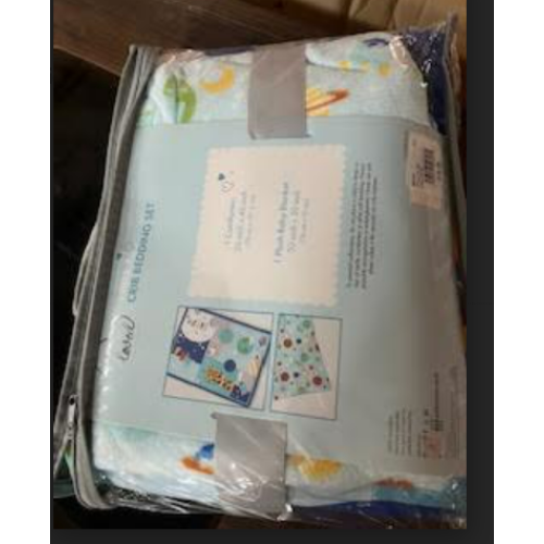 Born Loved 2 Piece Crib Bedding Set Blue NWT 1 Comforter 1 Plush Baby Blanket