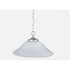 Sunset Lighting 16" 1-Light Pendant with Faux Alabaster Glass, Satin Nickel Finish