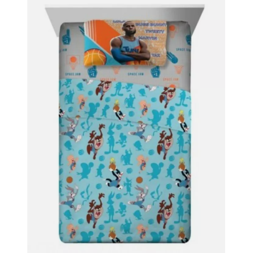 Space Jam Kids Twin Full Sheet Set, Blue and Gray, Warner Bros