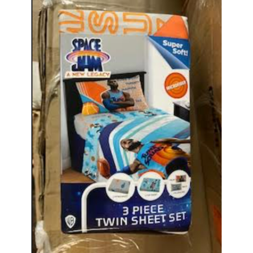 Space Jam Kids Twin Full Sheet Set, Blue and Gray, Warner Bros