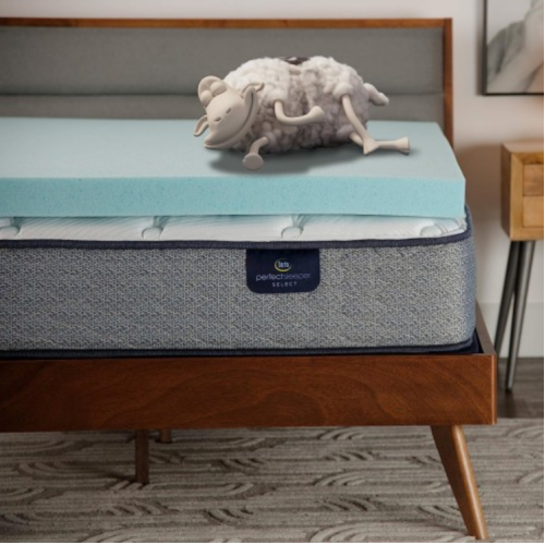 Serta ThermaGel Memory Foam Mattress Topper, Queen, 3-Inch, Blue