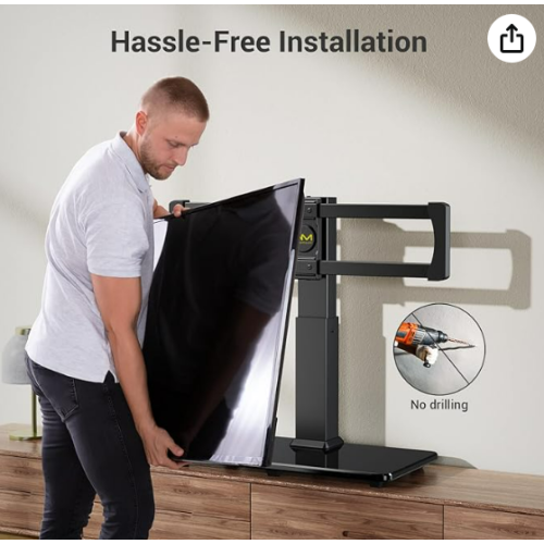 AM Alphamount Swivel Universal TV Stand for 32-80 Inch LED/LCD/OLED TVs Tabletop TV Base Max VESA 600X400mm